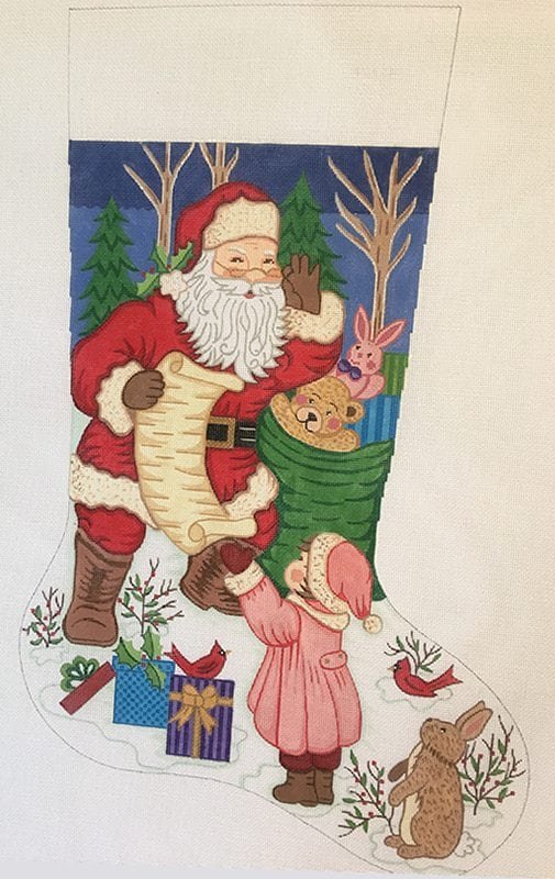 Santa with His List Stocking