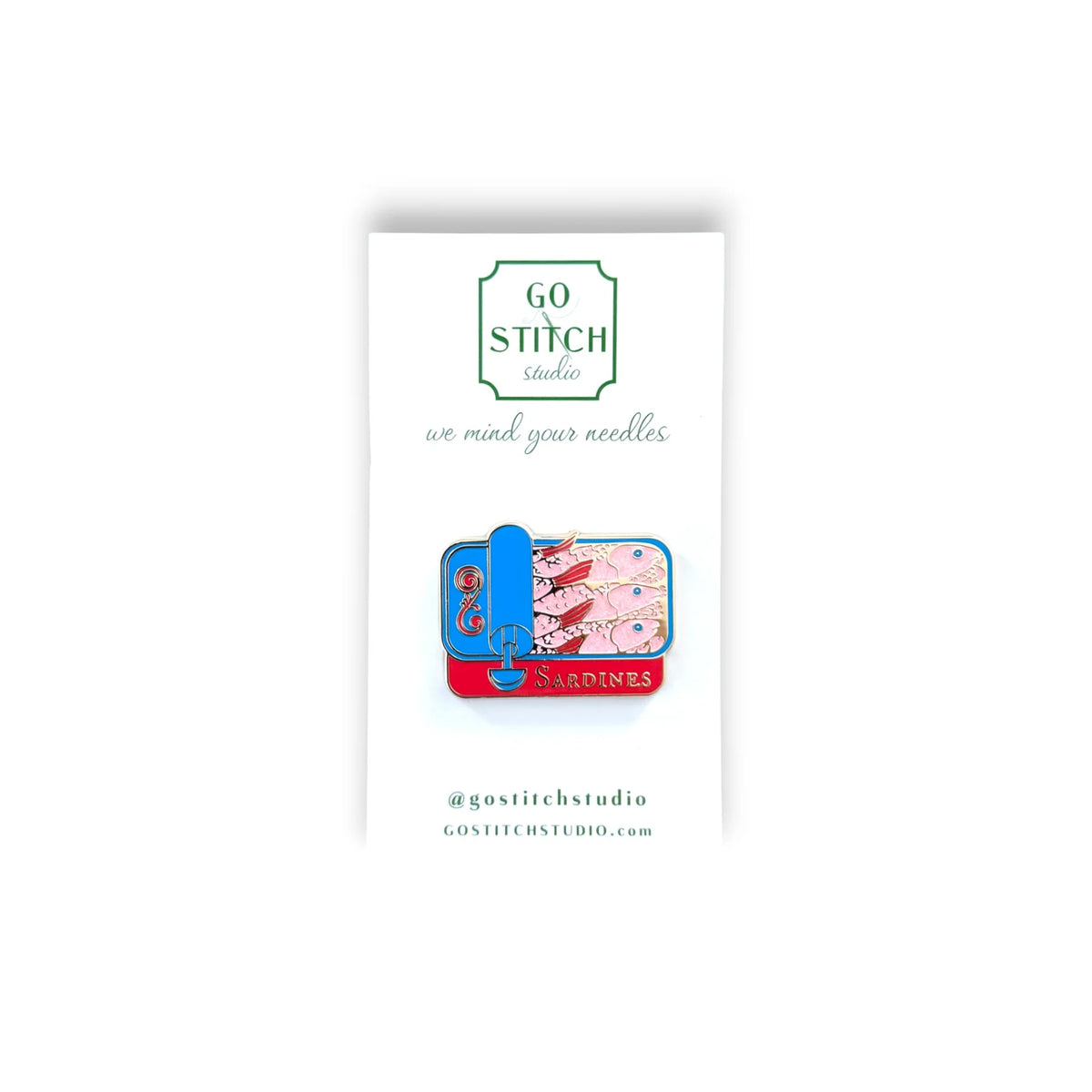 Needle Minder - Red and Blue Sardine Can