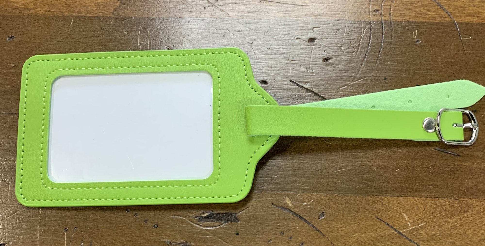 Leather Luggage Tag Green