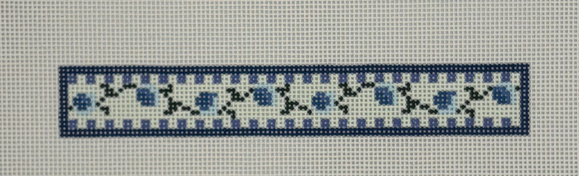 Blue Checkered Rose Key Fob