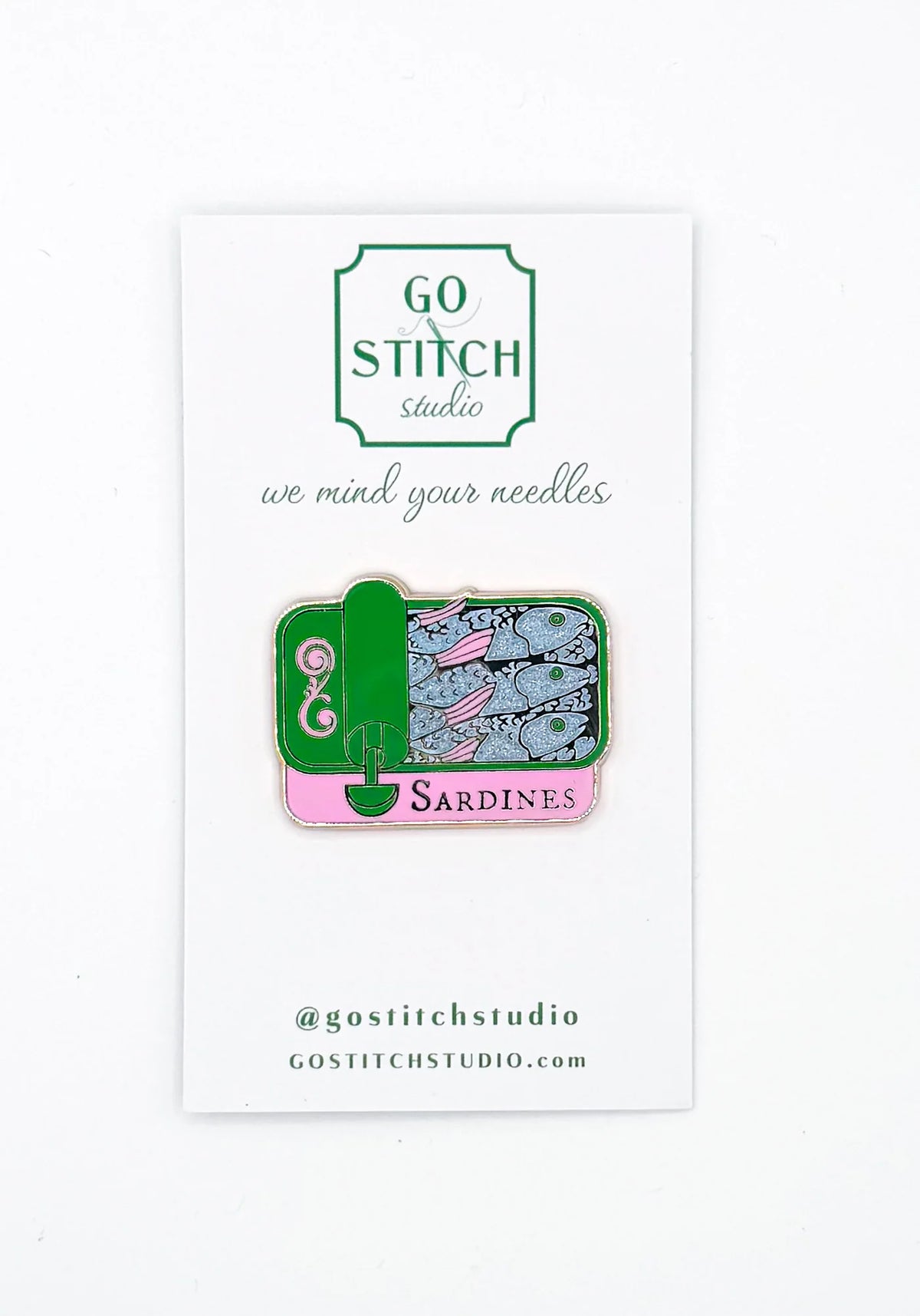 Needle Minder - Pink and Green Sardine Can
