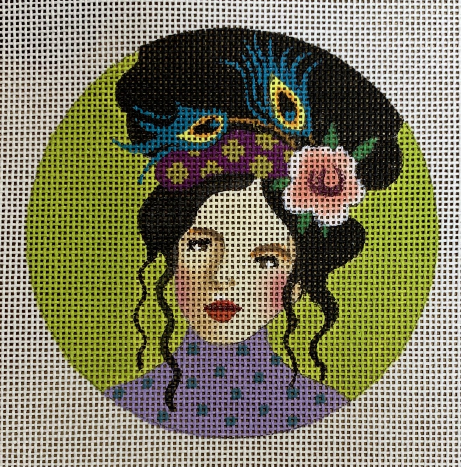 Woman on Chartreuse Round