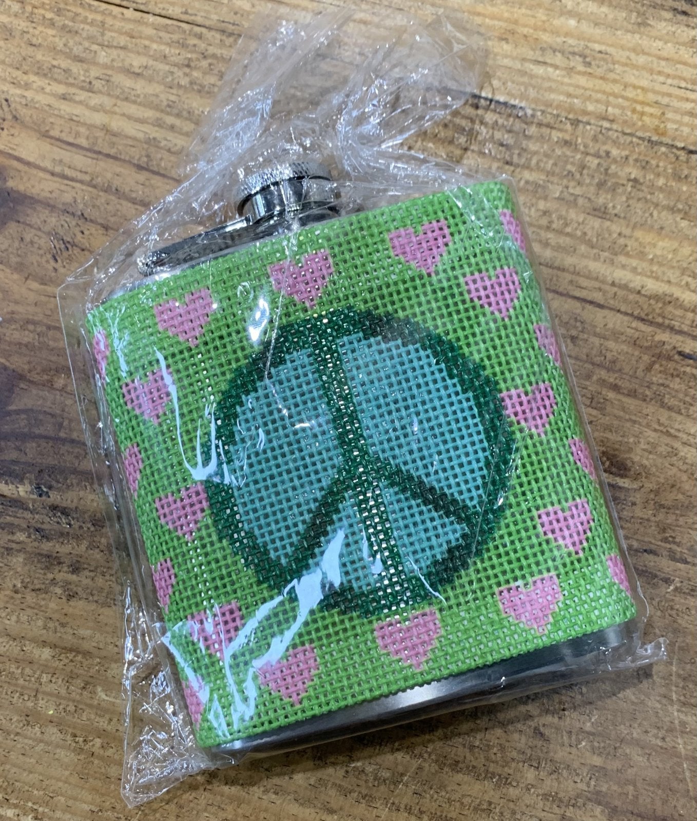 Peace & Love Self-Finishing Hip Flask