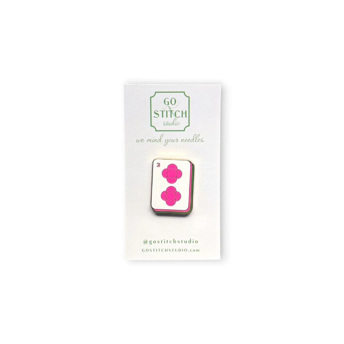 Needle Minder - Two Hot Dot Hot Pink Mahjong Tile