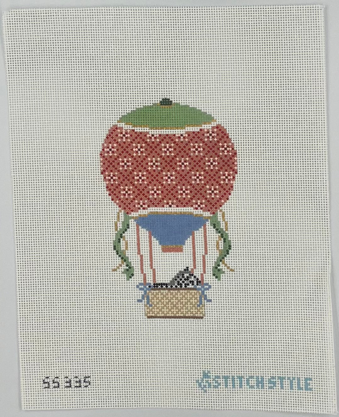 Coral and Green Hot Air Balloon with Zebra