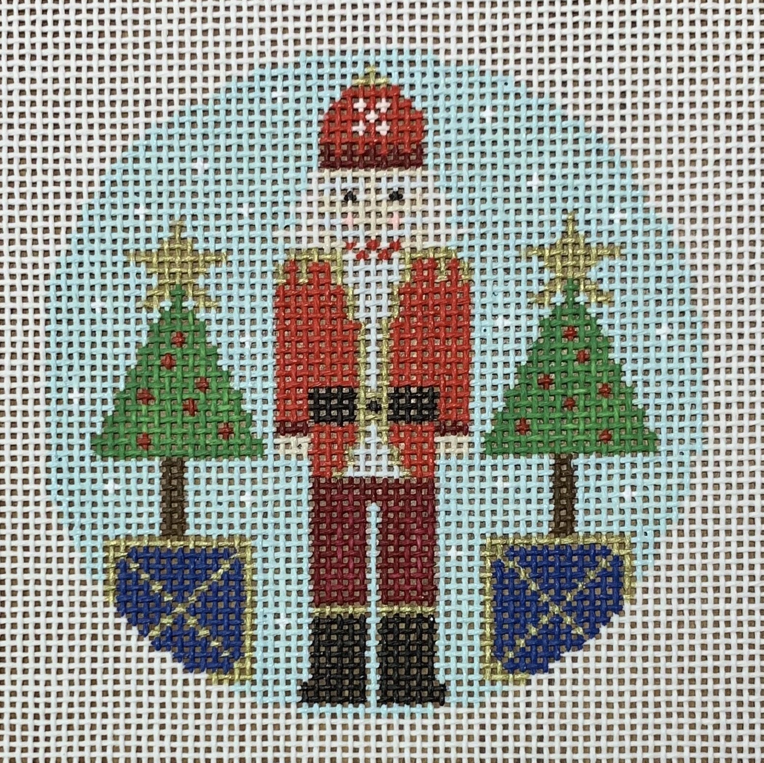 Blue Santa Nutcracker Round