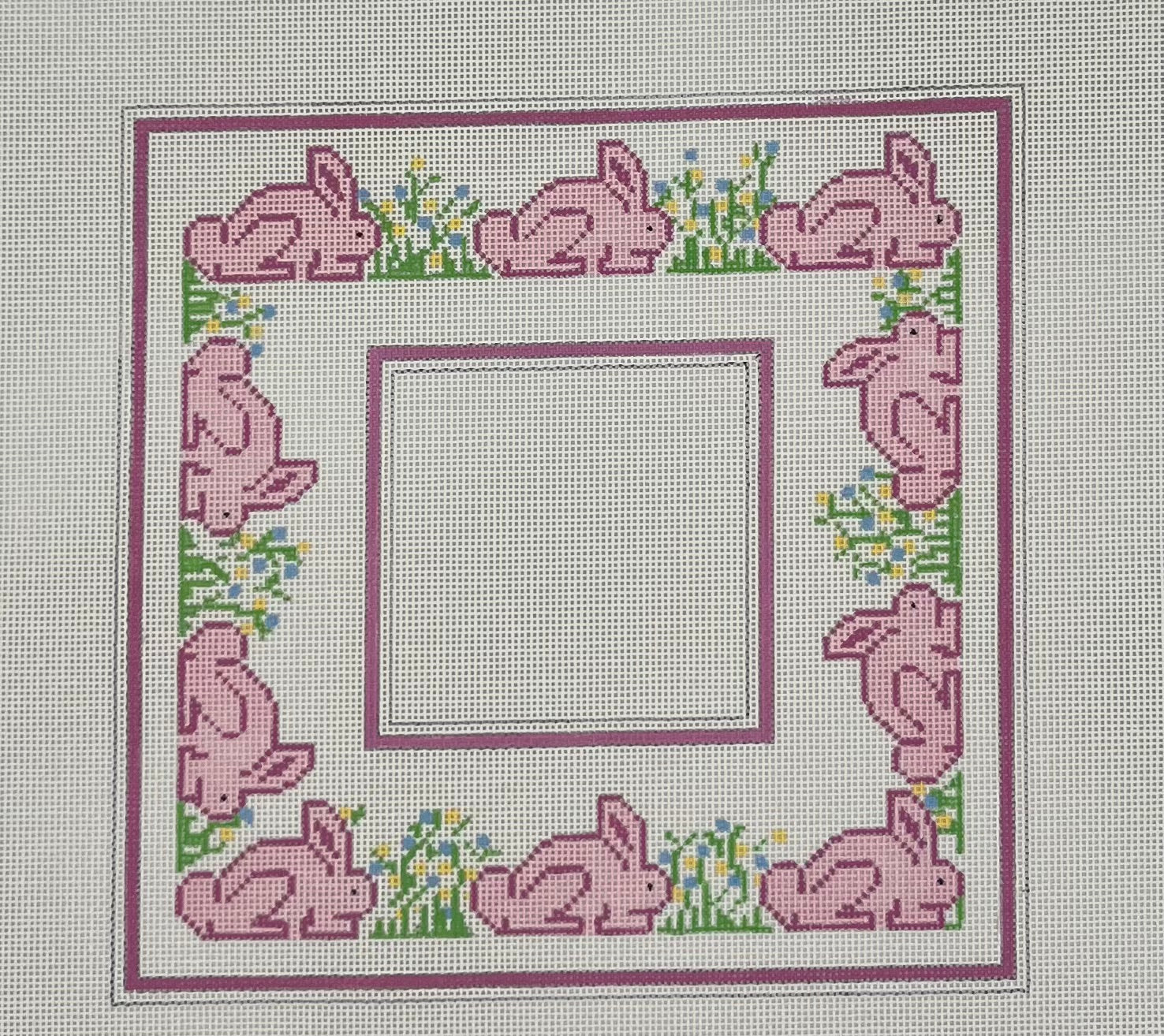 PINK Bunnies and Flowers Frame