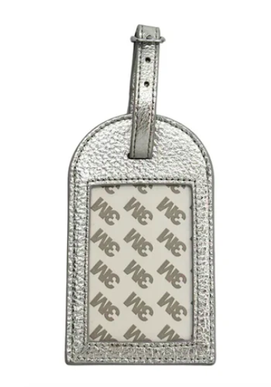 Leather Luggage Tag Silver