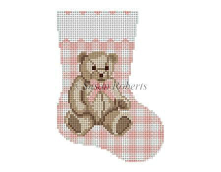 Gingham Teddy Pink Mini Stocking
