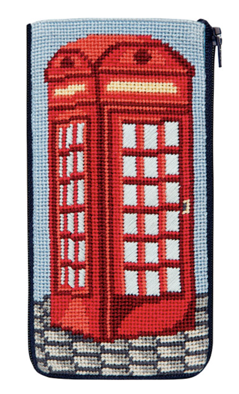 English Phone Booth Eyeglass Case Stitch & Zip