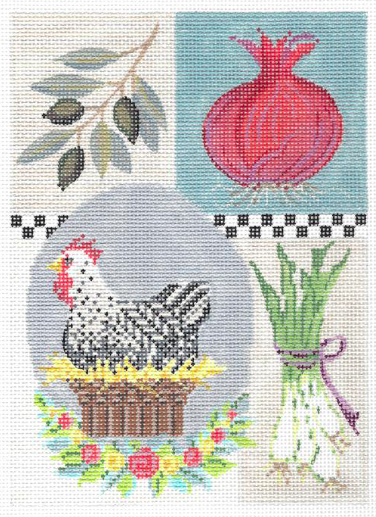 Kitchen Hen Sampler w/ Stitch Guide