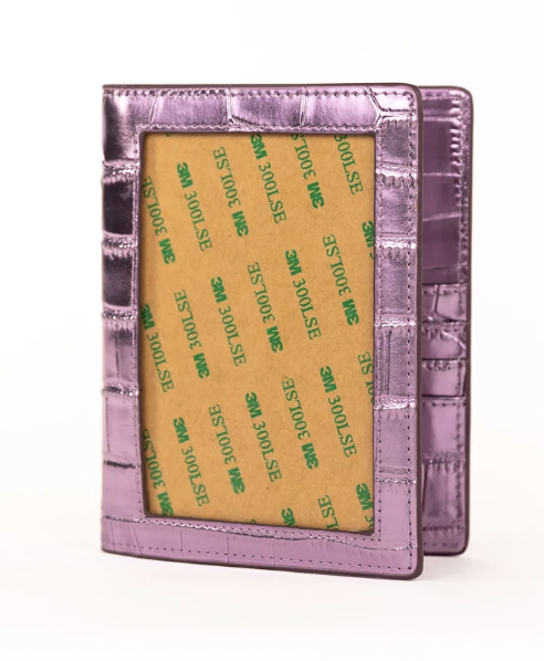 Self-Finishing Passport Cover - Metallic Mauve Crocodile