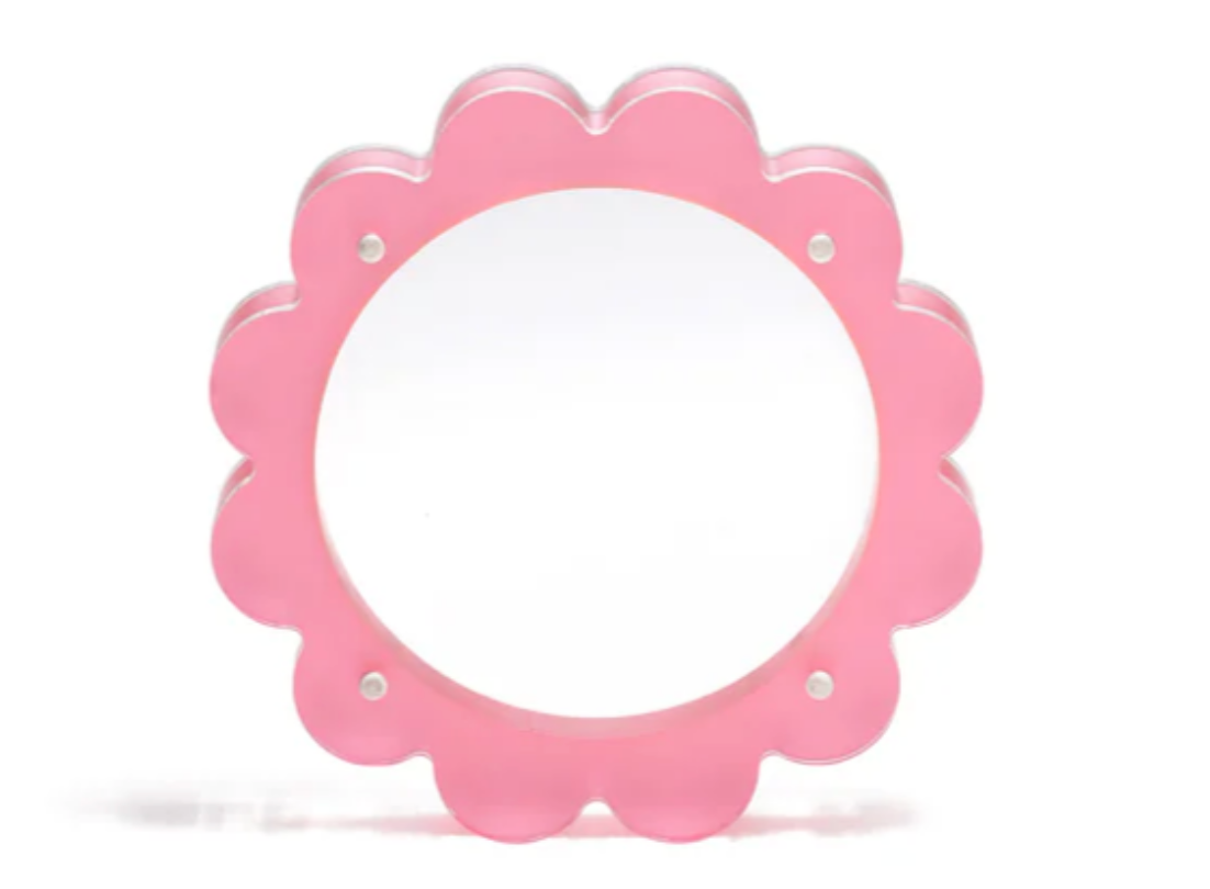 Scallop Acrylic Frame - 4" Circle - Pink