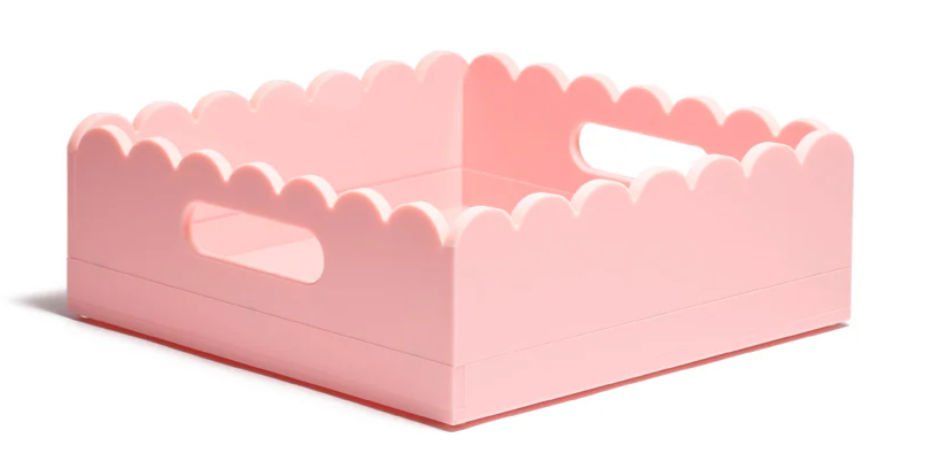 Scallop Acrylic Tray - 5" Square - Pink