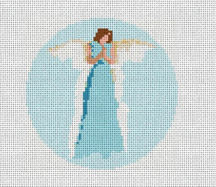 Watercolor Angel Round - Blue