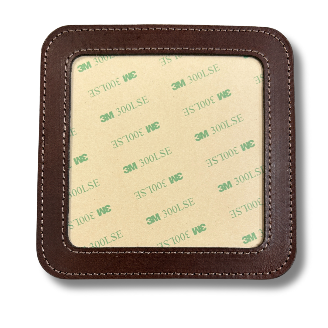 Leather Coaster 4" Dark Brown