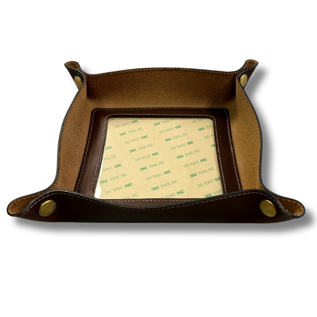 Leather Valet/Snap Tray - Dark Brown