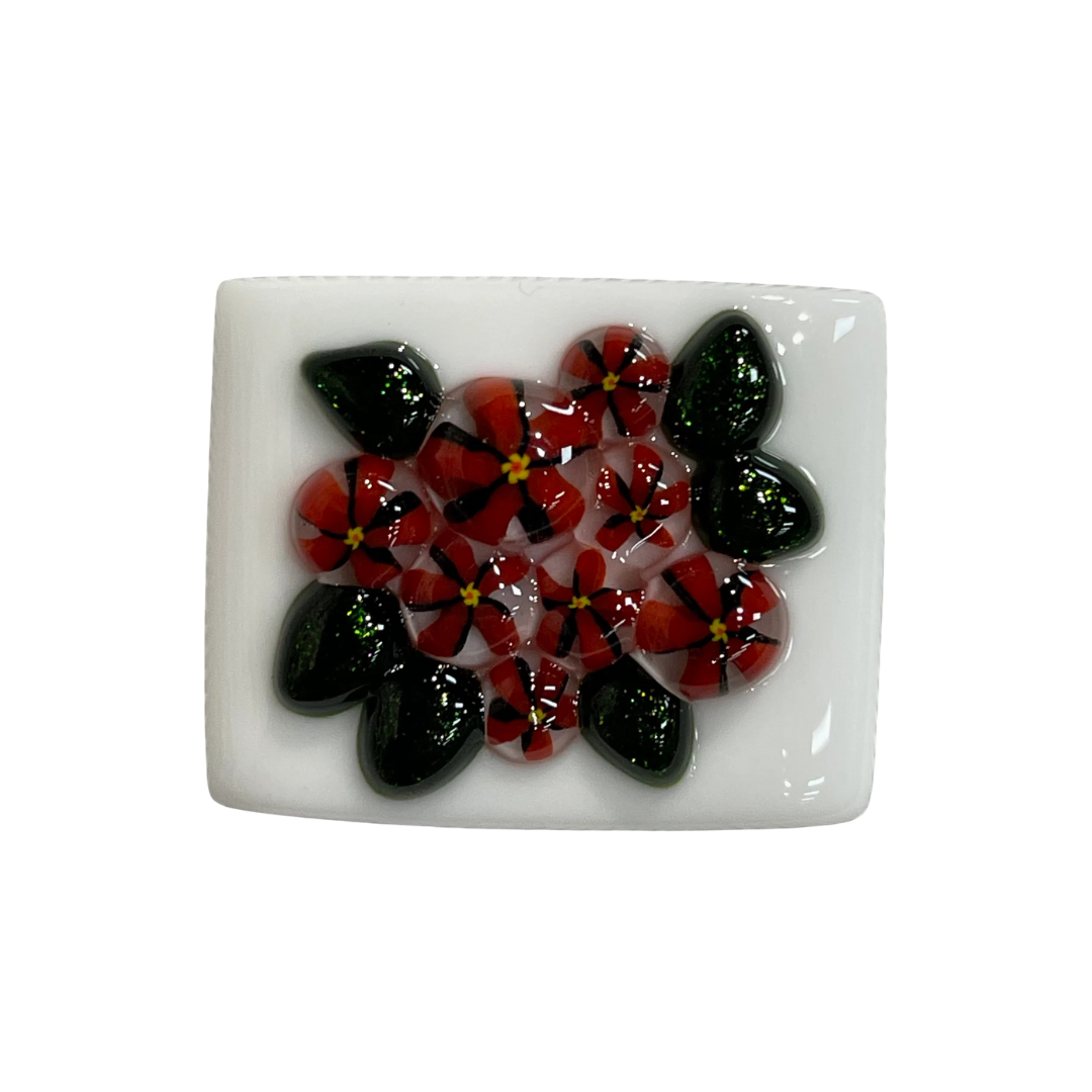 Needle Minder - Fused Glass Winter Floral