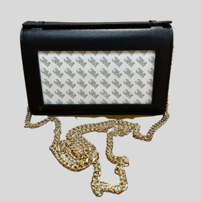 Clutch - Black Leather - Gold Chain