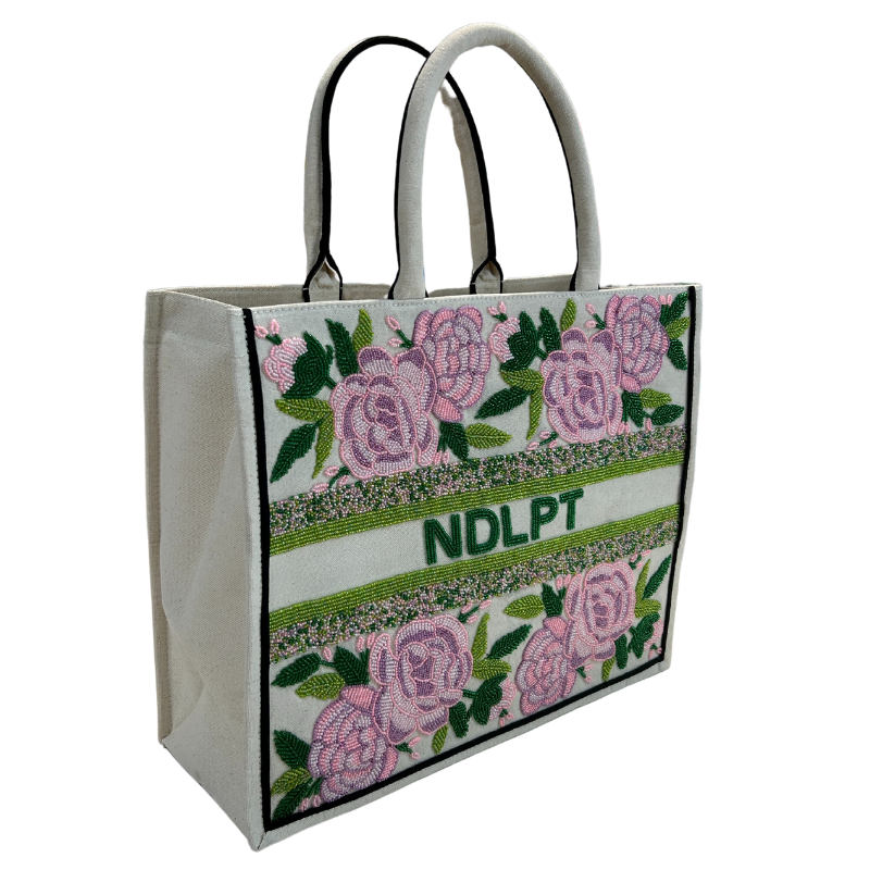Beaded Tote - Pink Peony