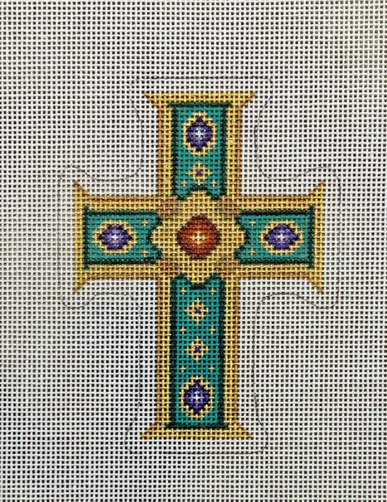 Cross - Aqua & Gold