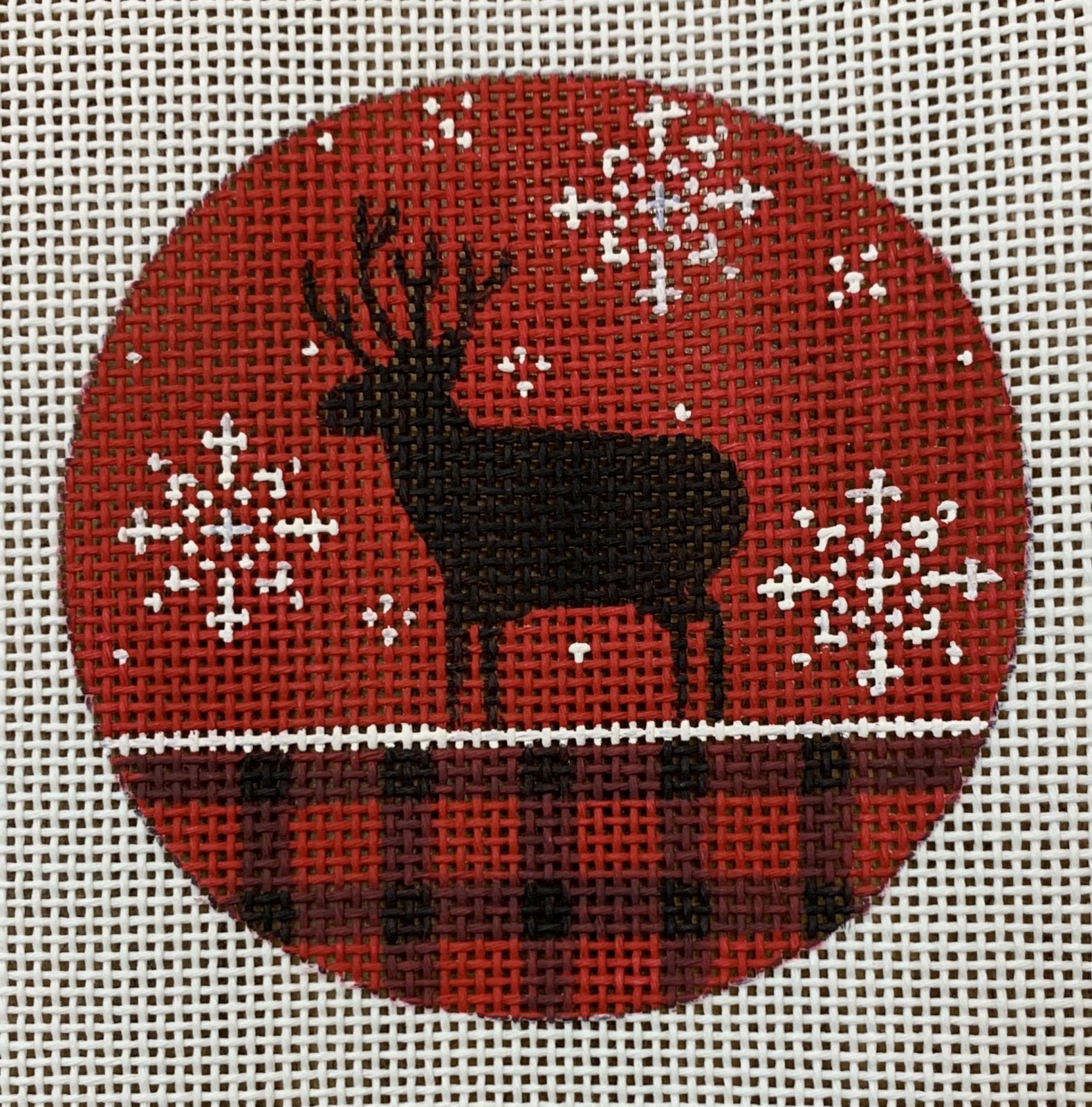 Deer Red Plaid Ornament