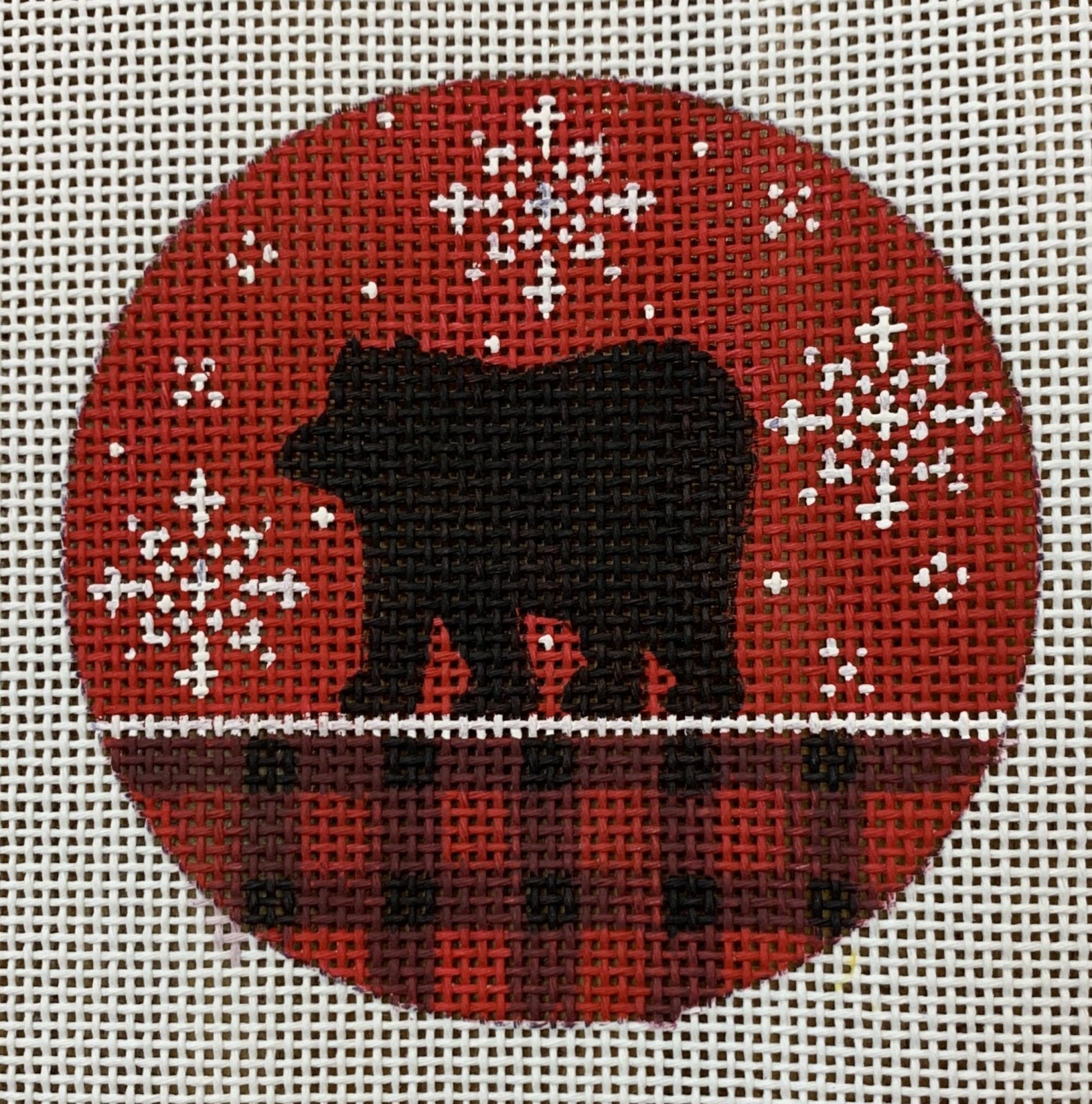 Bear on Red Plaid Ornament