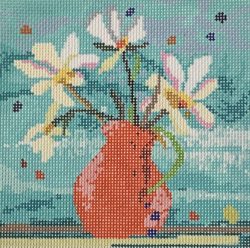Red Vase with Flowers
