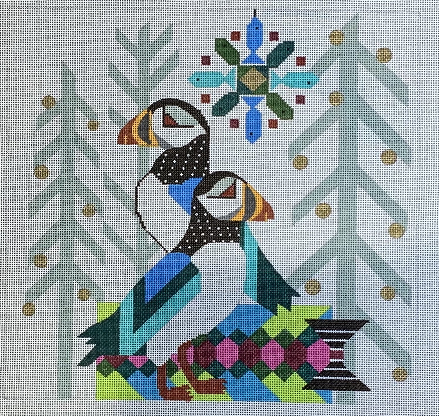 10" Abstract Puffins