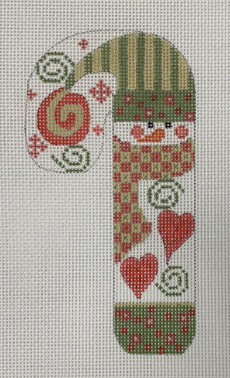 Two Hearts Snowman Candy Cane