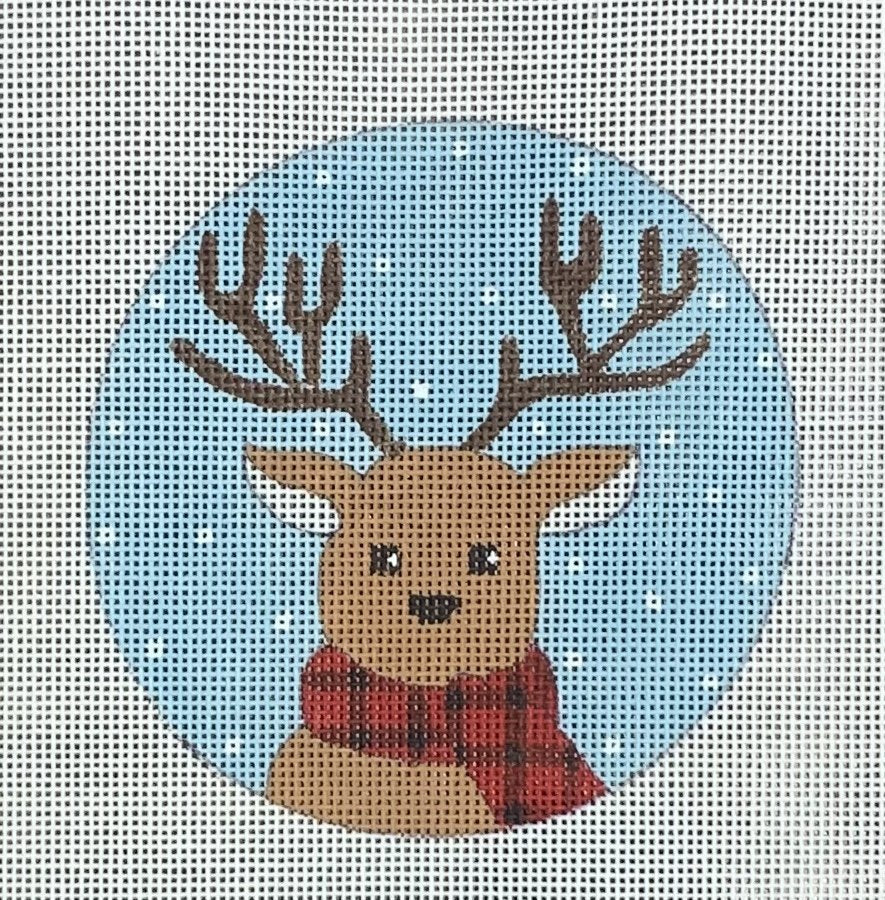 Reindeer on Plaid Scarf