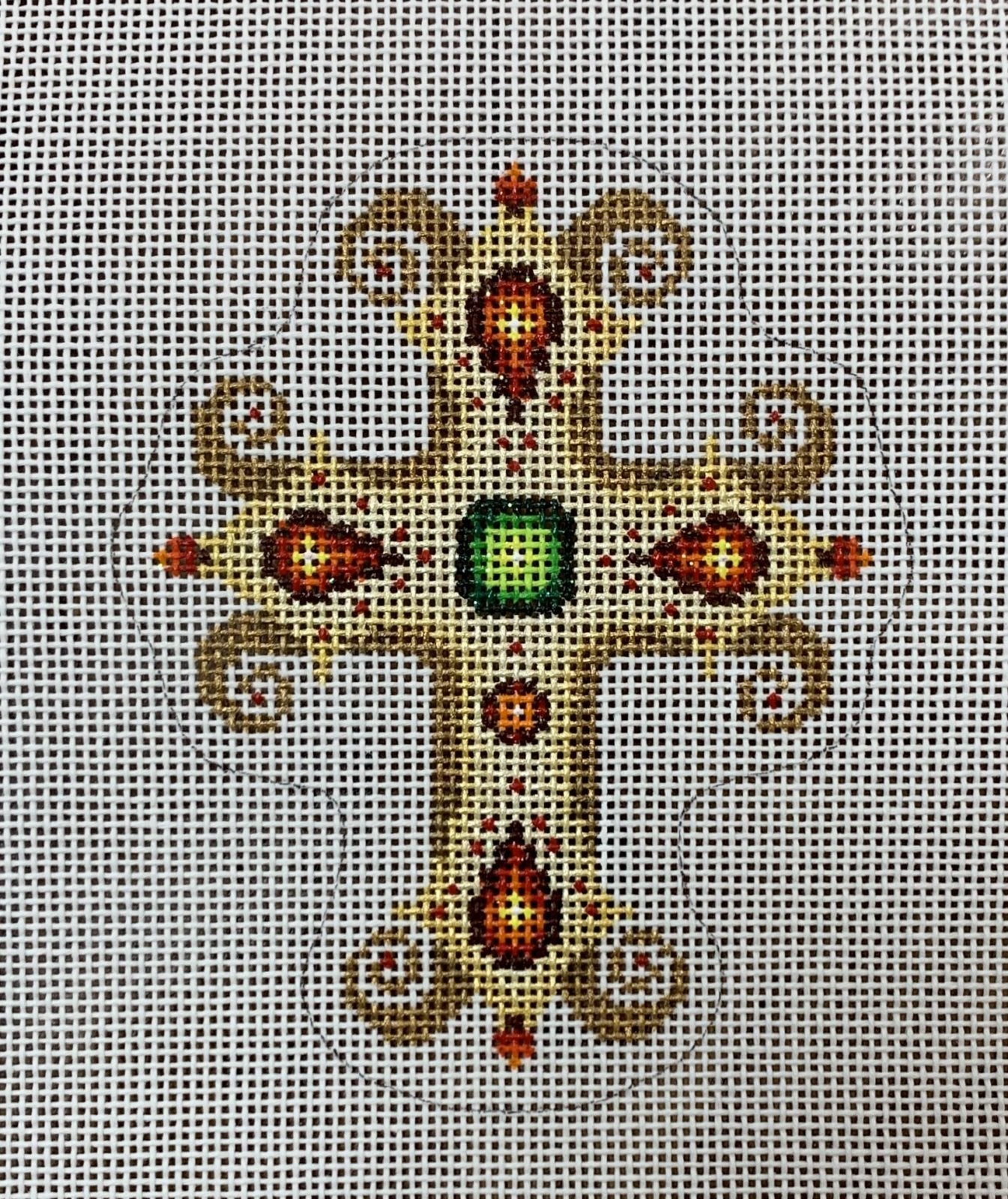 Cross - Gold w/ Red & Green Jewels