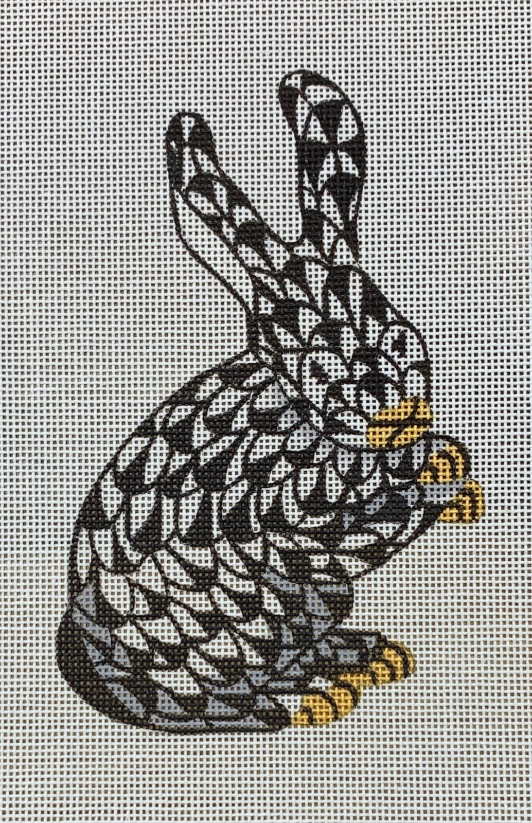 Mini Herend-style Standing Bunny black w/ gold