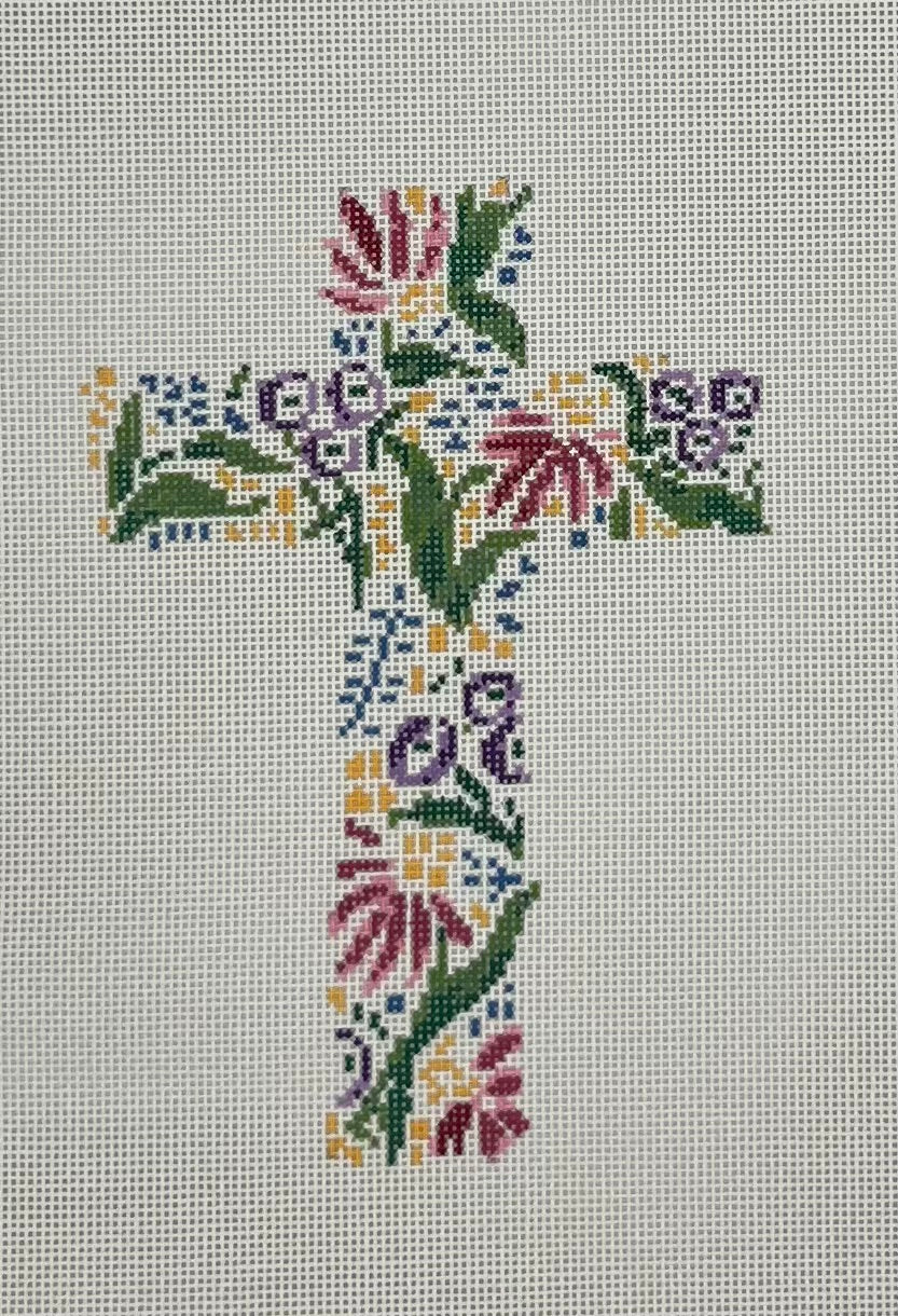 Multi Colored Flower Cross