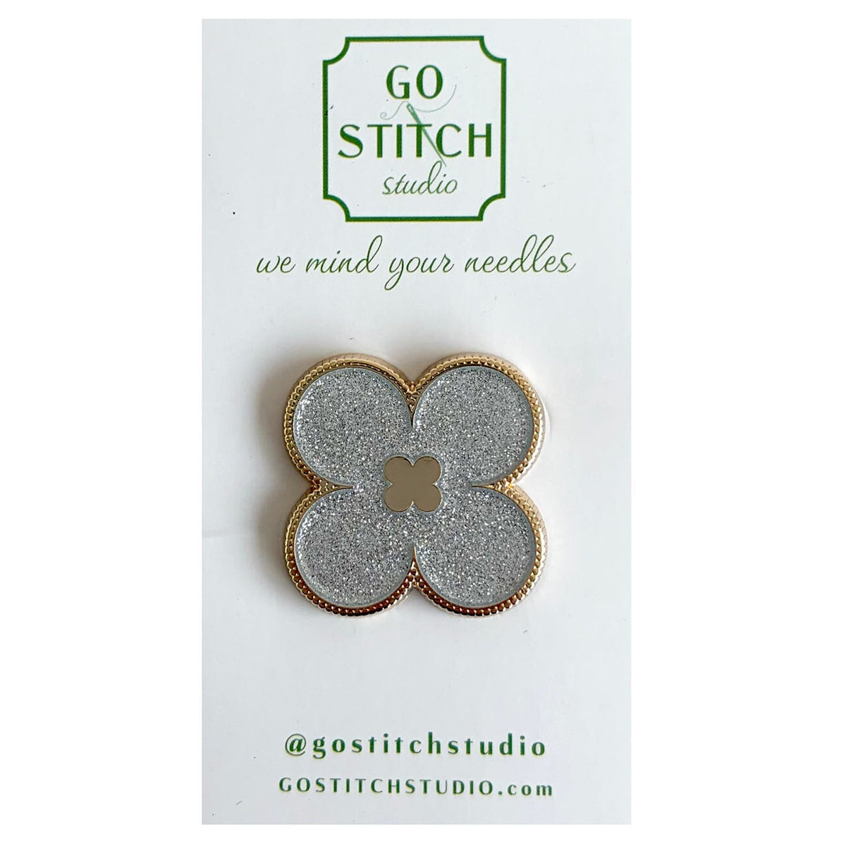 Needle Minder - Silver Glitter Clover