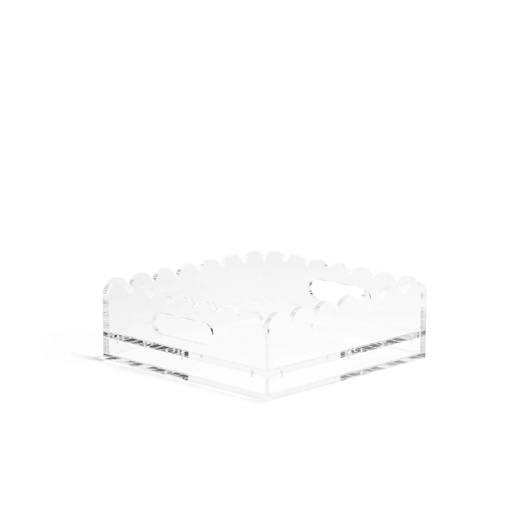 Scallop Acrylic Tray - 8" Square - Clear