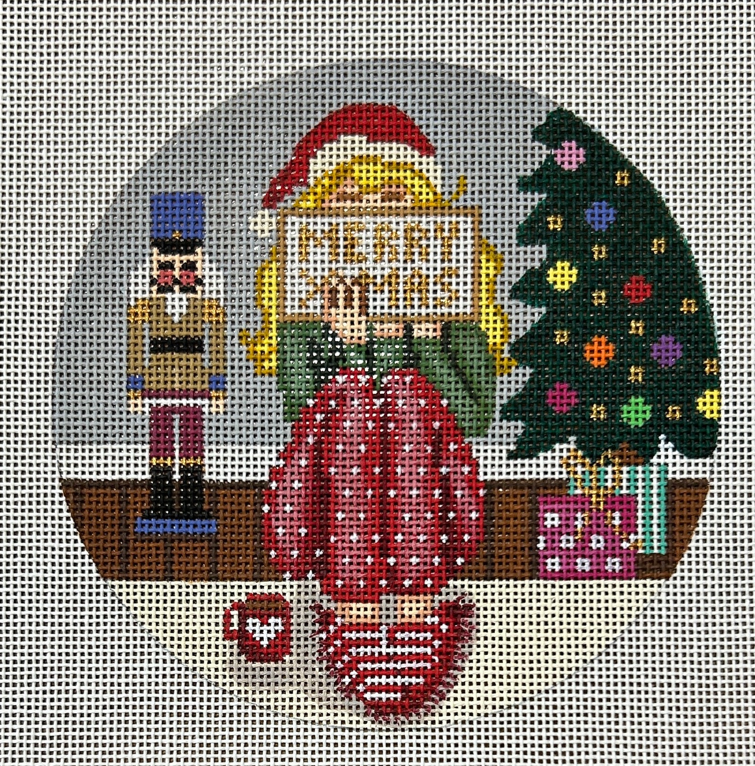 Stitching Girl Round - Merry Xmas