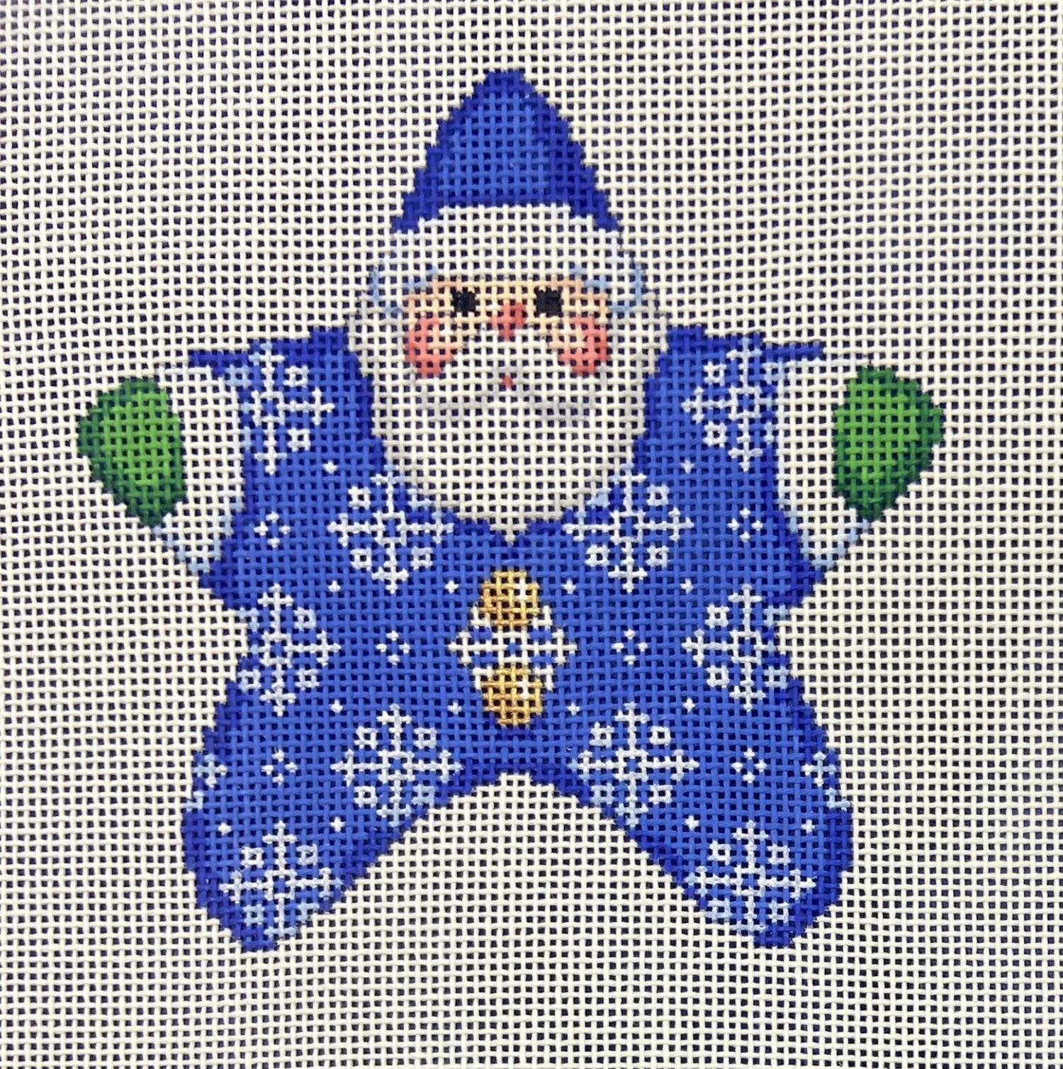 Snowflakes on Blue PJ Santa