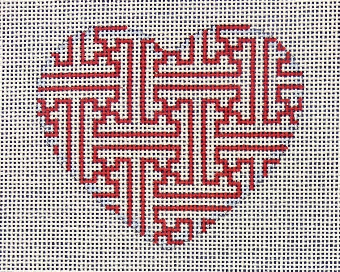 Red/White Fretwork Heart