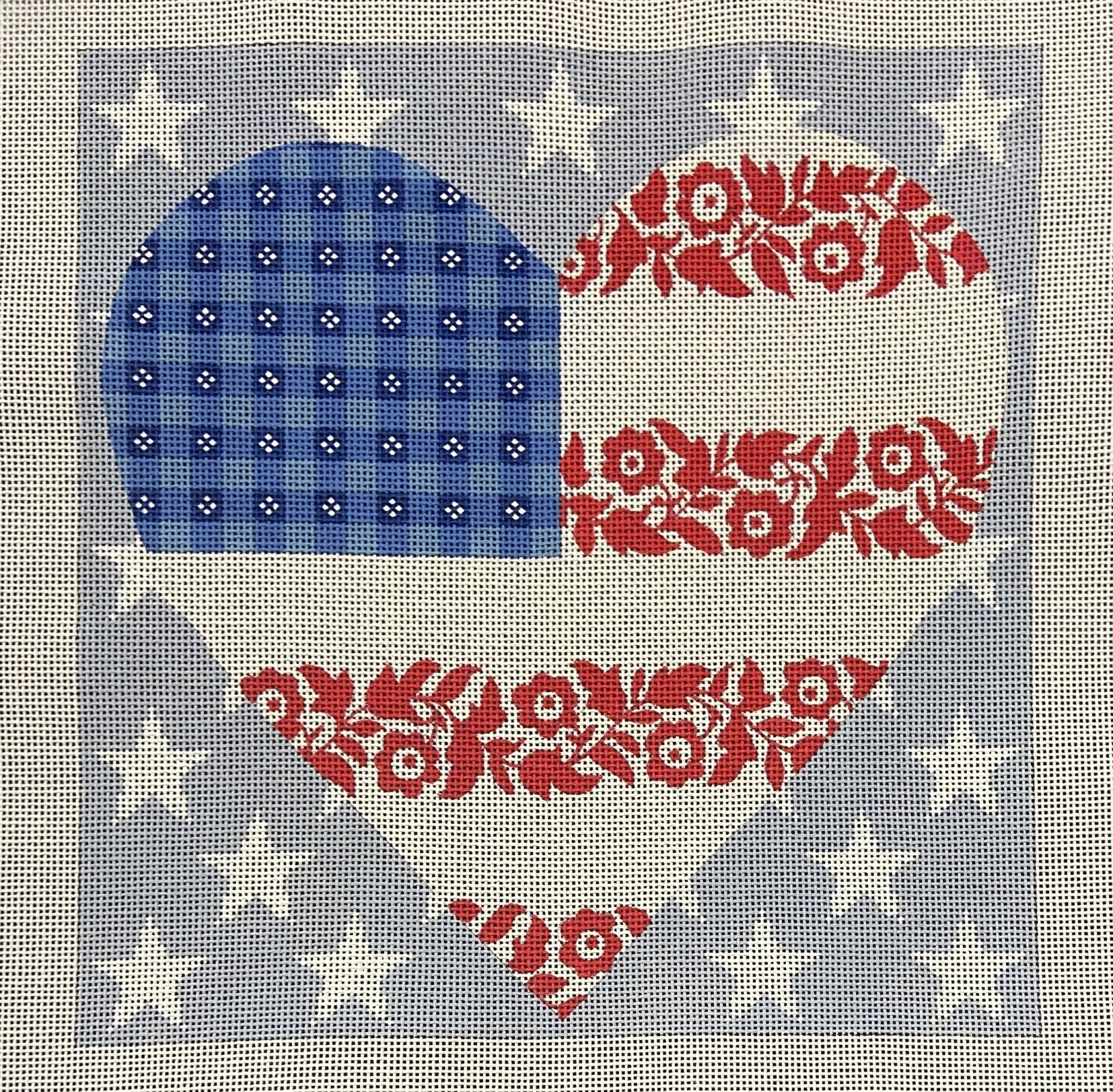 Floral Flag -  Stars &amp; Stripes Heart