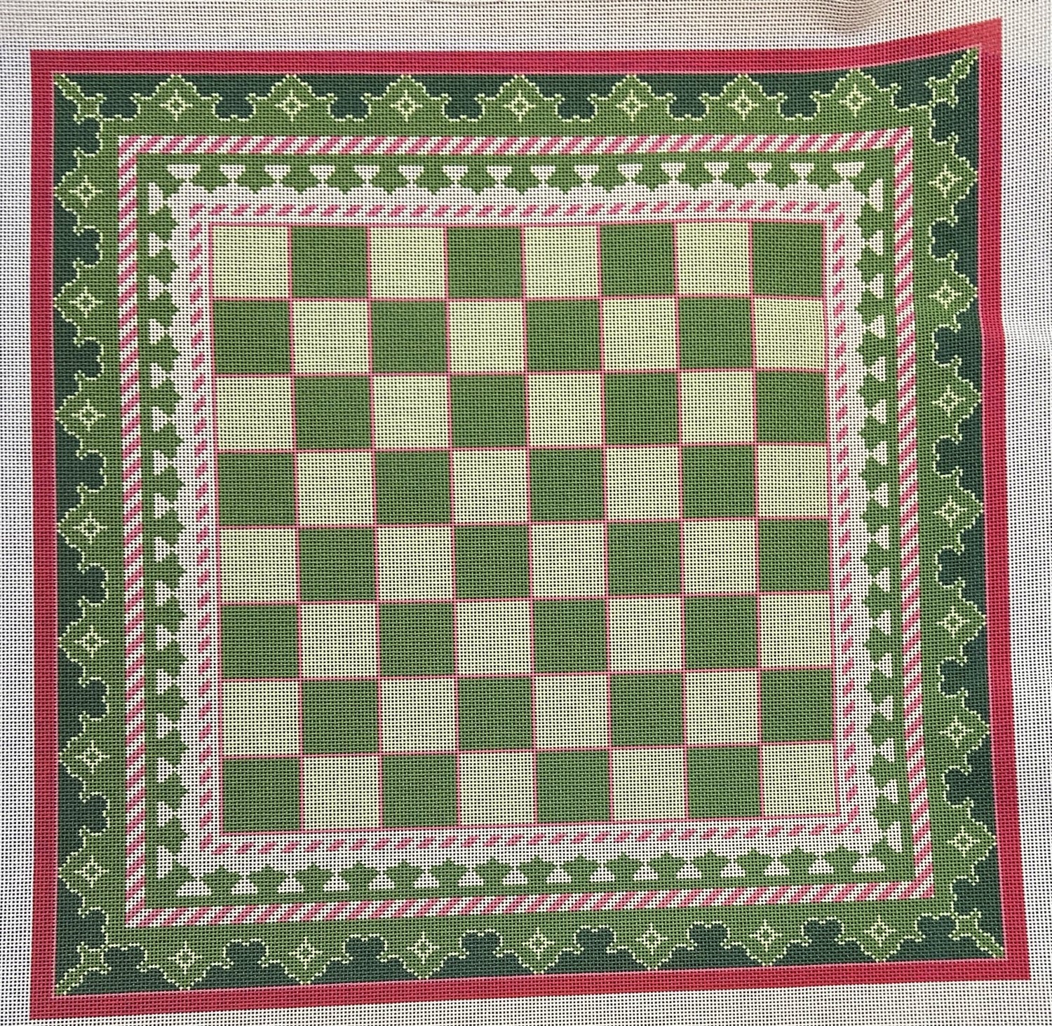 Chessboard Green and Pink Canvas