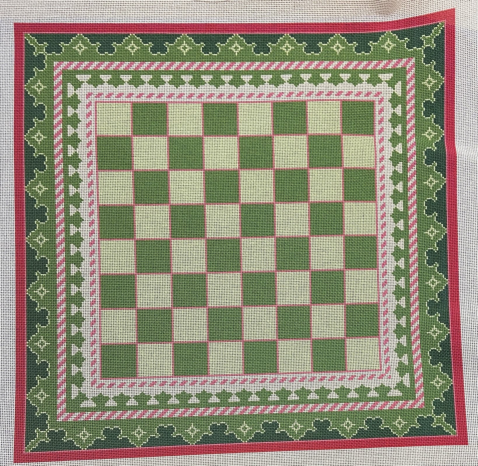 Chessboard Green and Pink Canvas