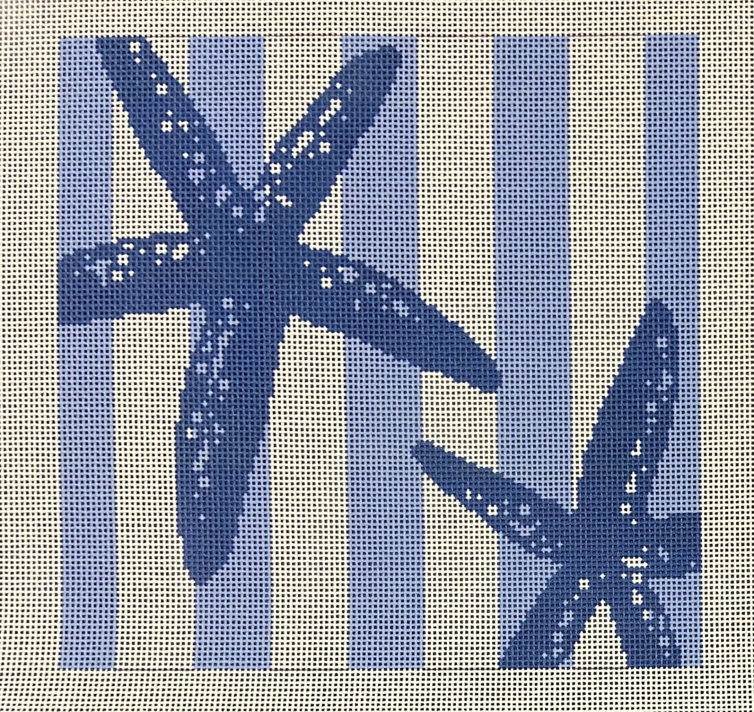 Starfish Stencil on Blue Square