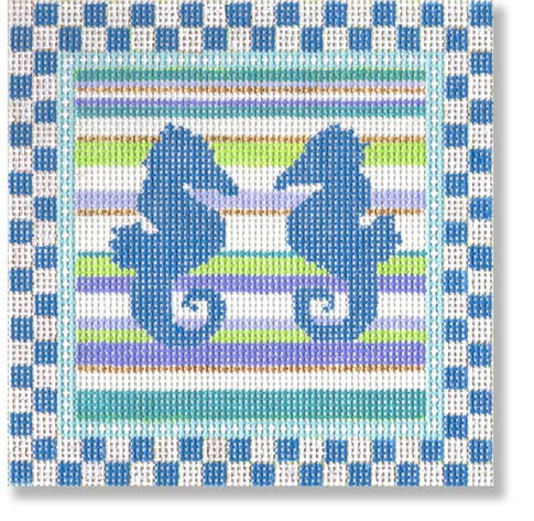Two Sea Horses with Check Border
