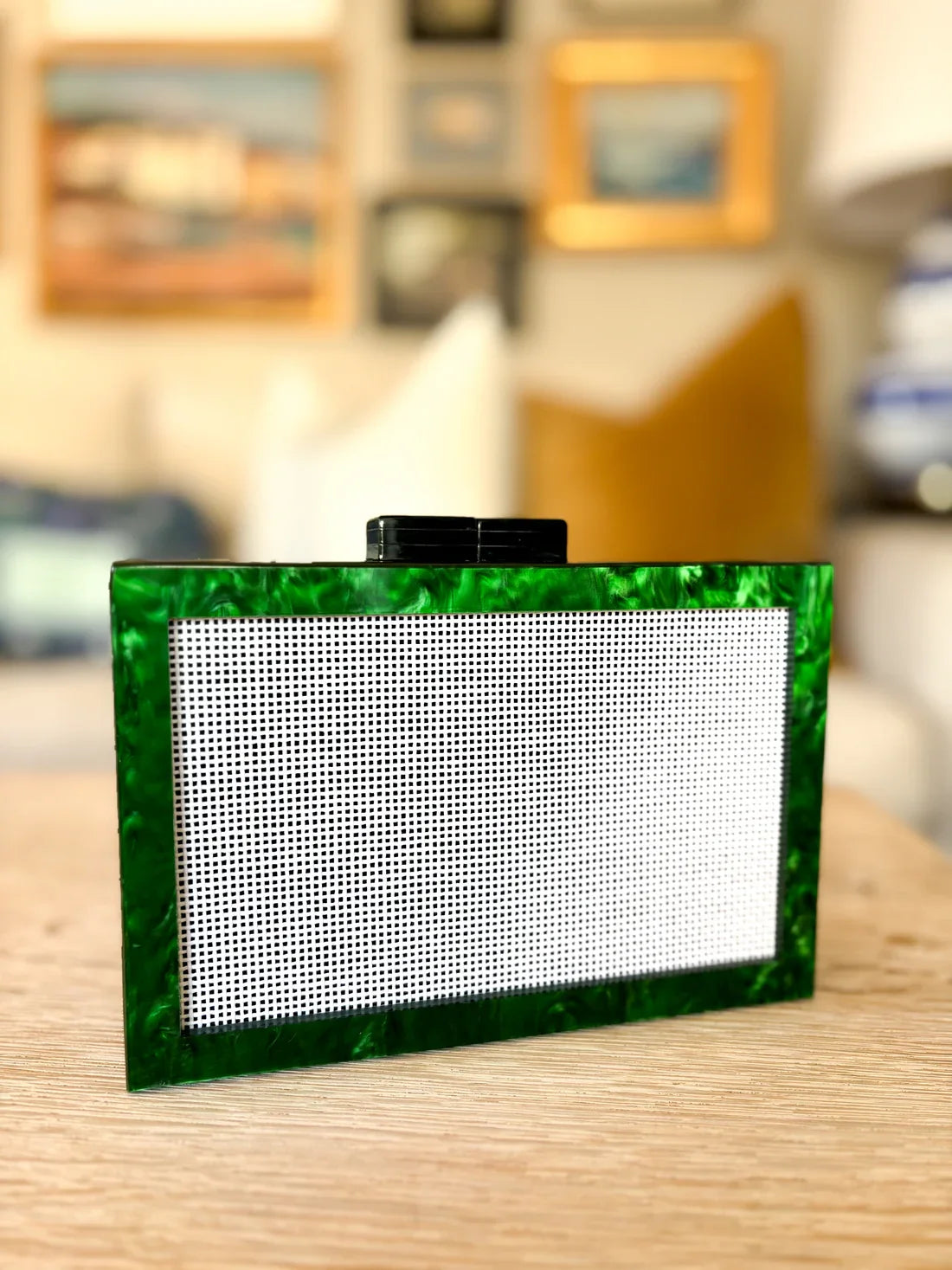 Tortoise Shell Acrylic Clutch Green