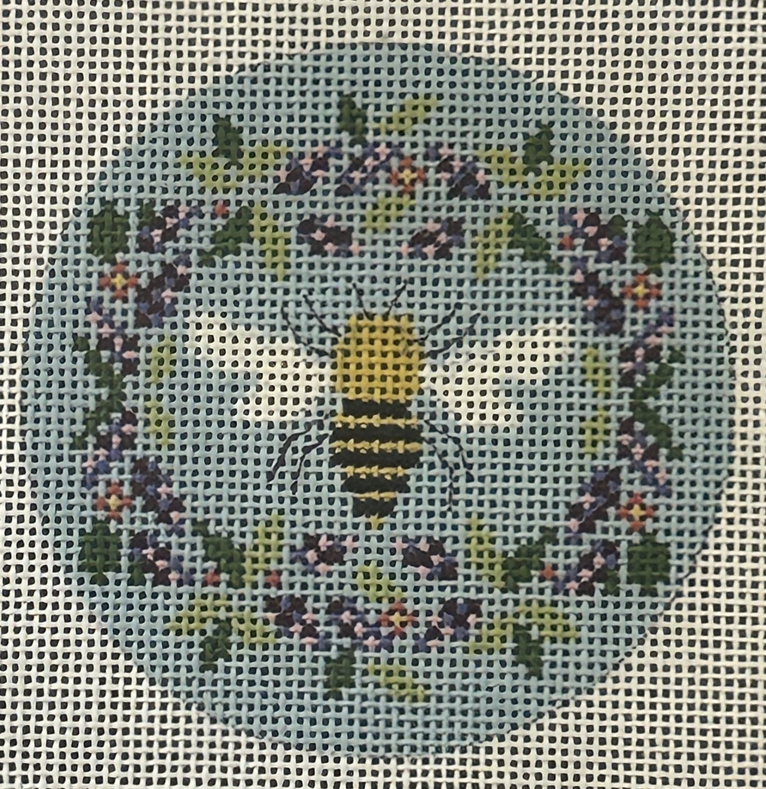 Bee Floral Round Blue