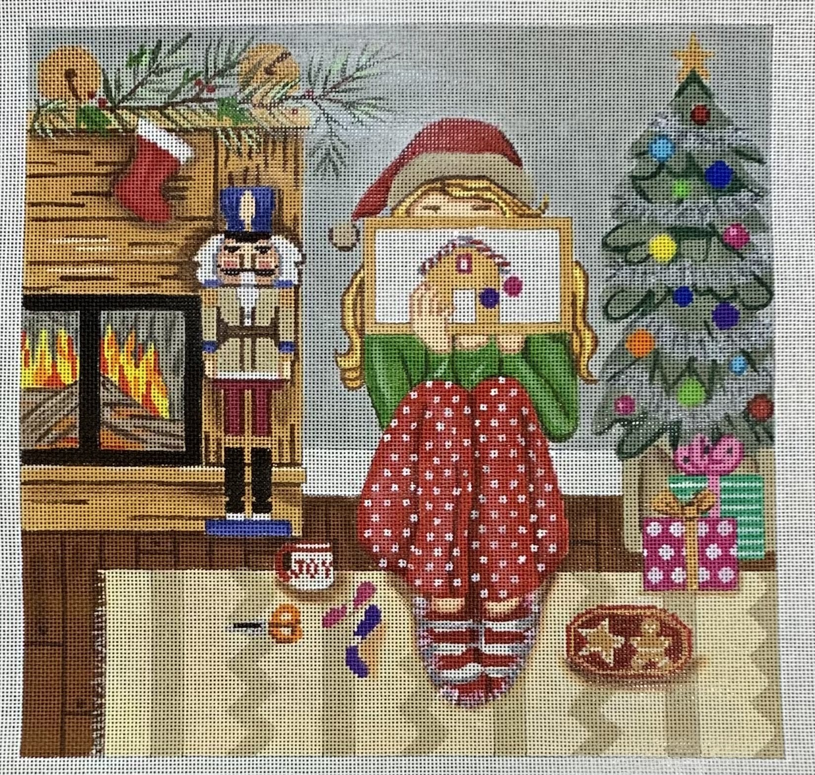 Christmas Stitching Girl