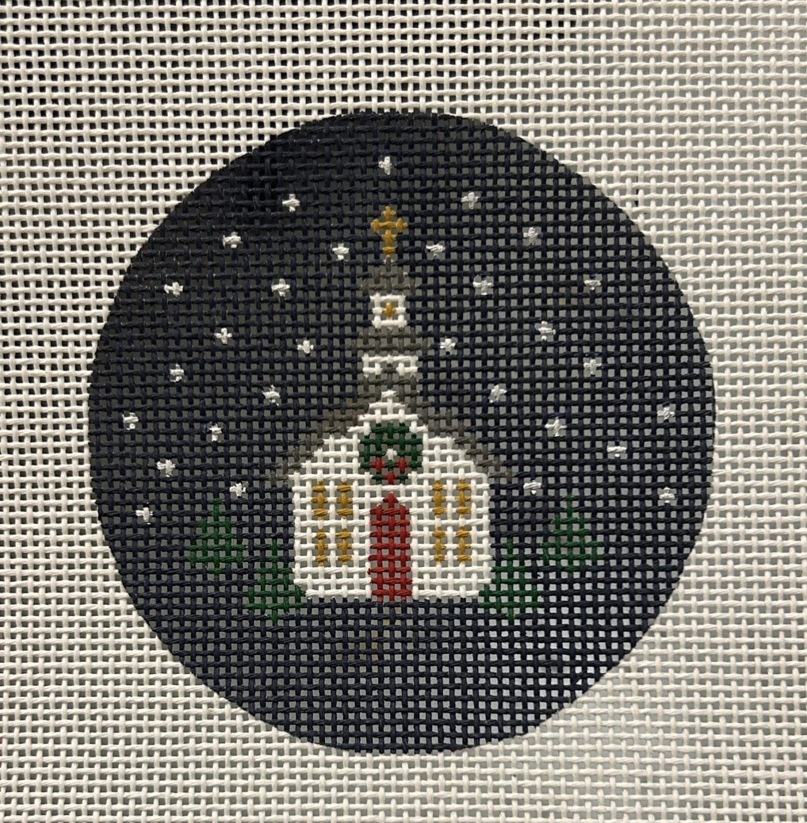 Snowy Church Round