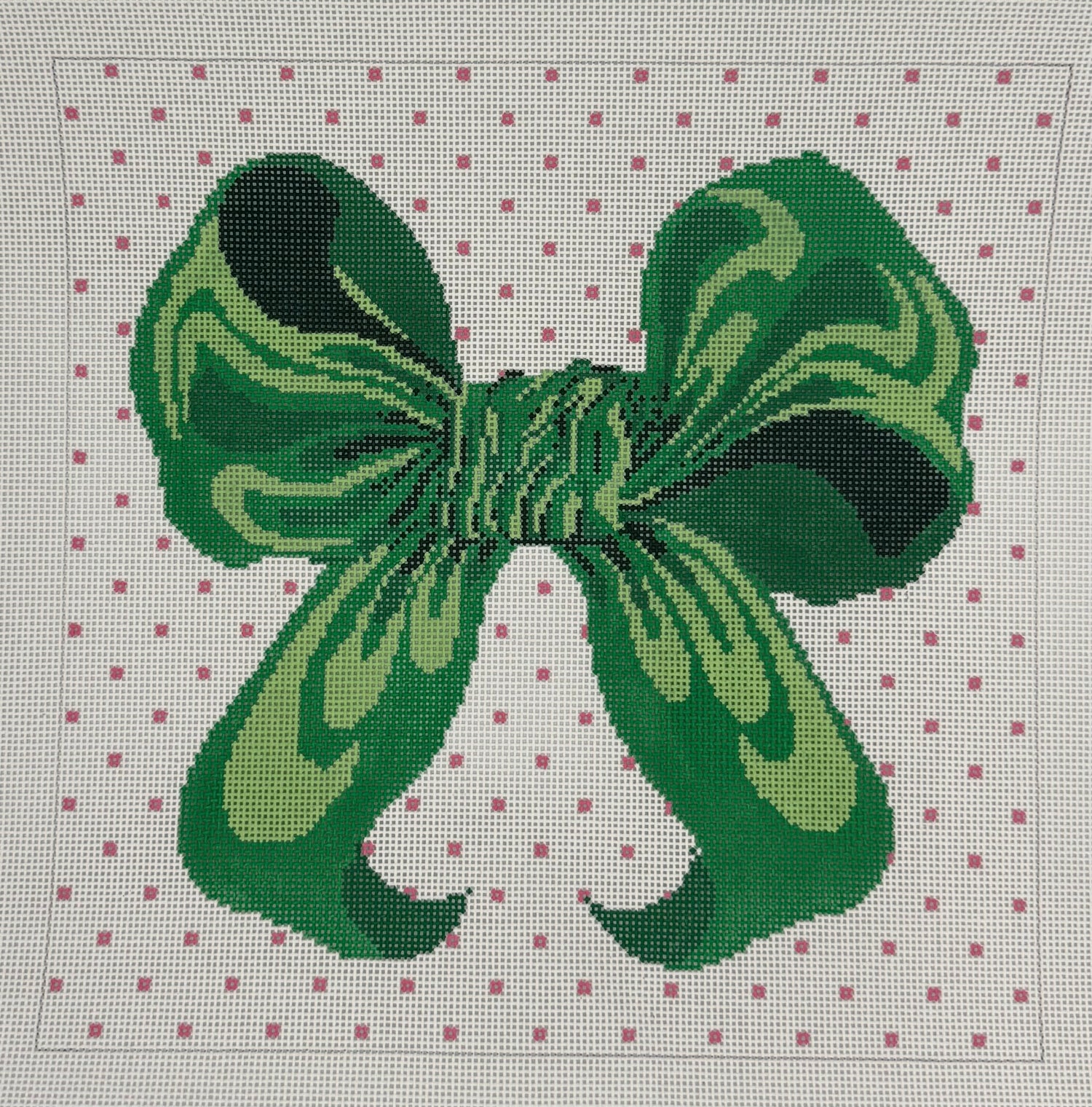 Spring Green Bow with Polka Dots