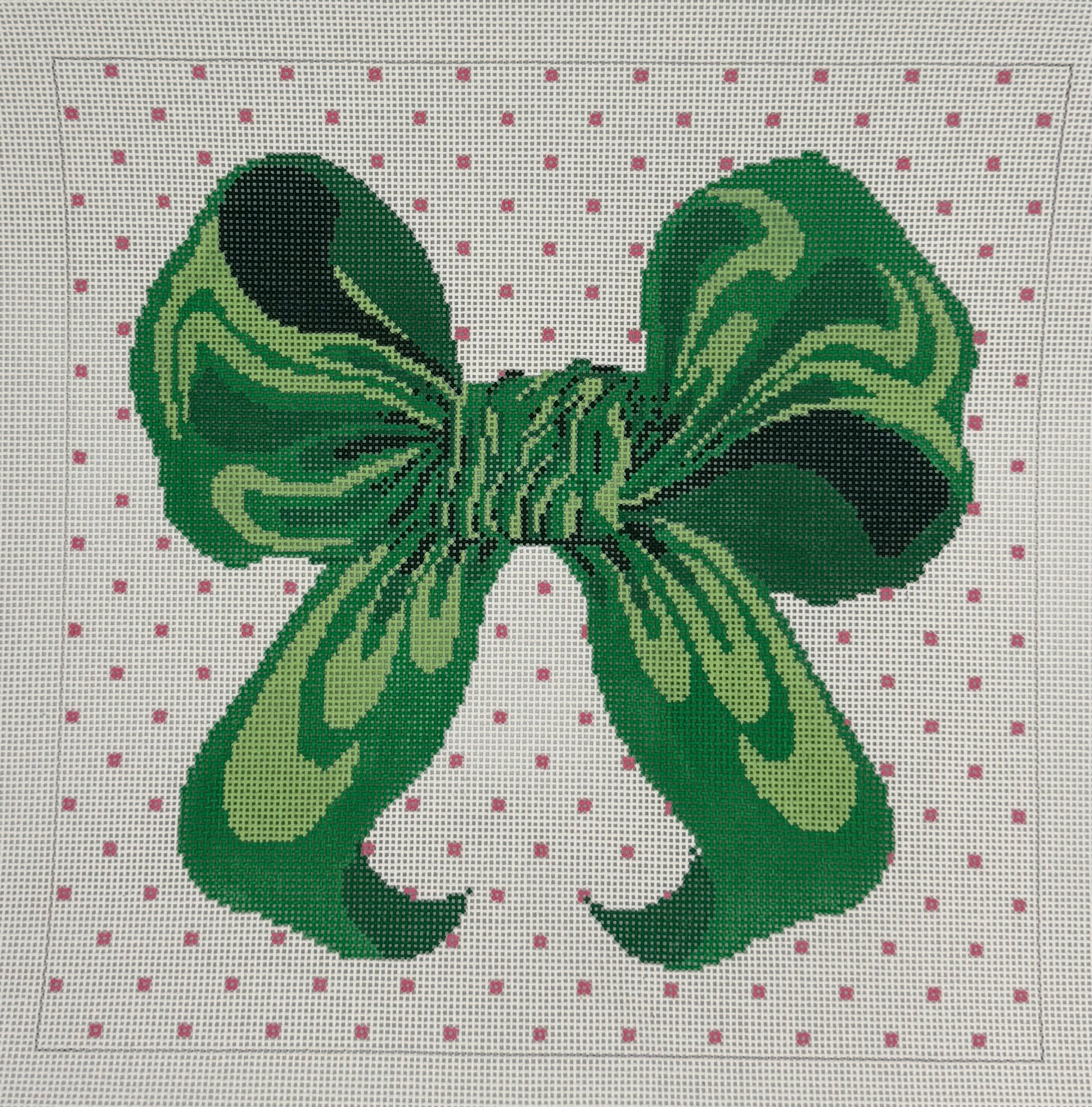Spring Green Bow with Polka Dots